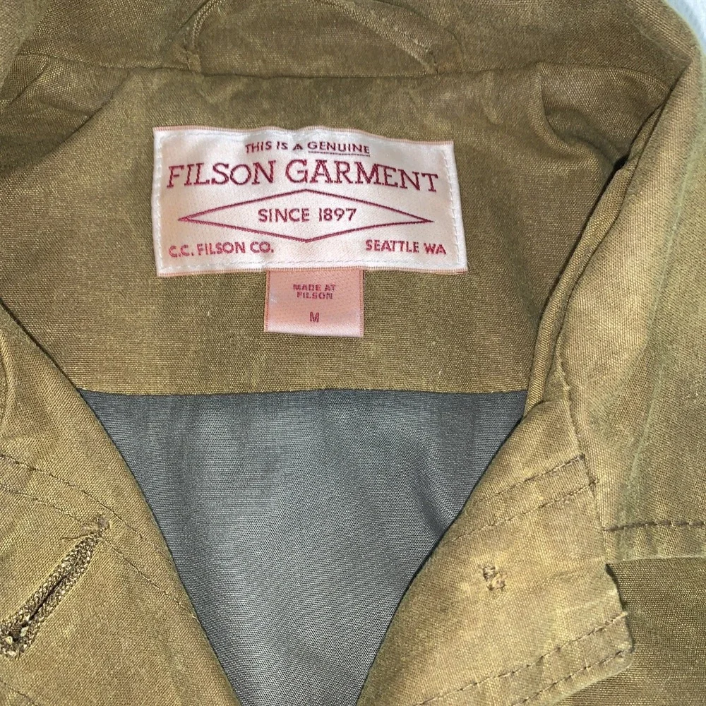 vtg Filson Tin Cloth Upland Game Field Jacket USA Made Size Medium Rear Pocket - Picture 3 of 13